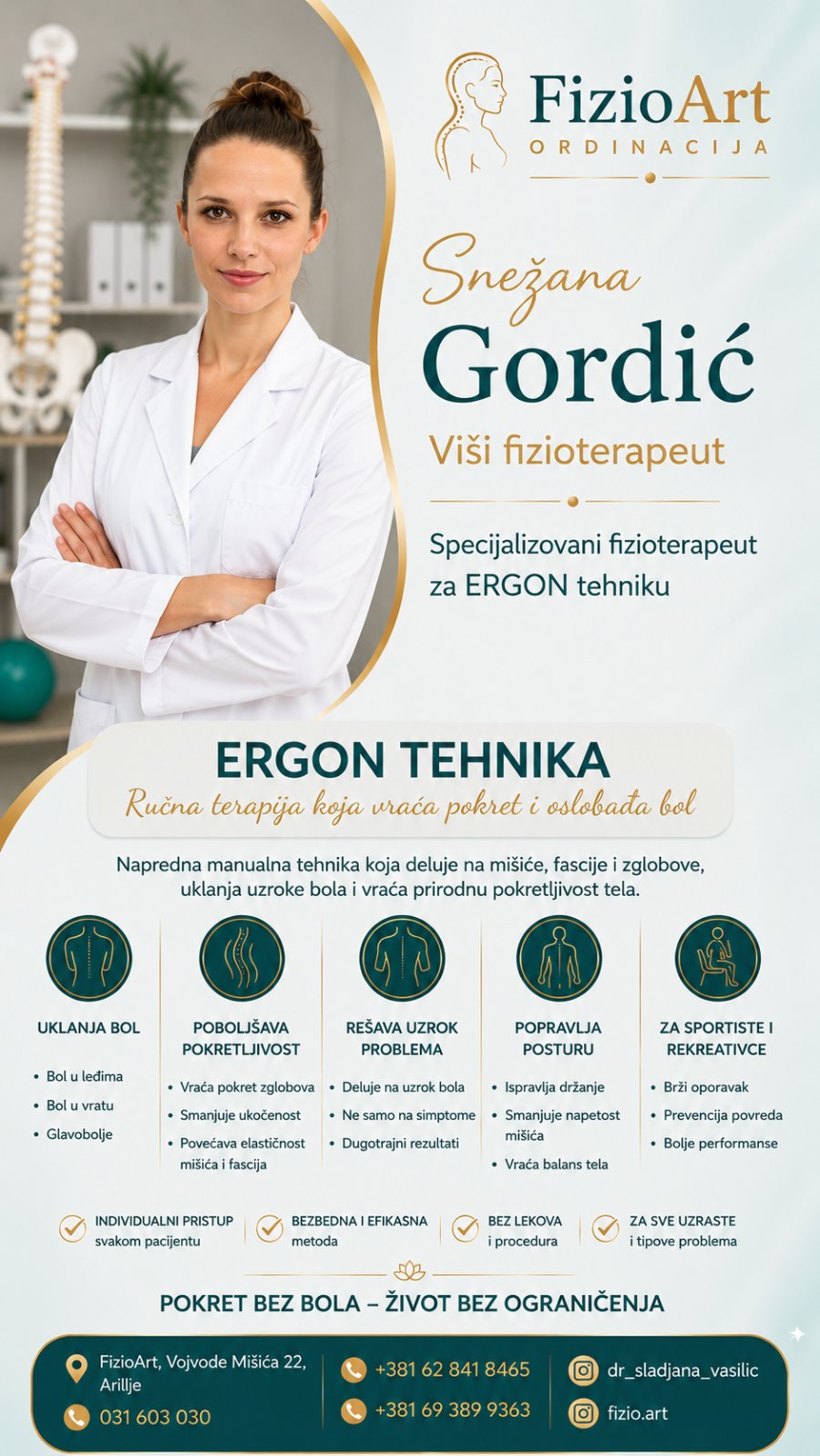 Snežana Gordić, viši fizioterapeut i specijalizovani terapeut za ERGON tehniku