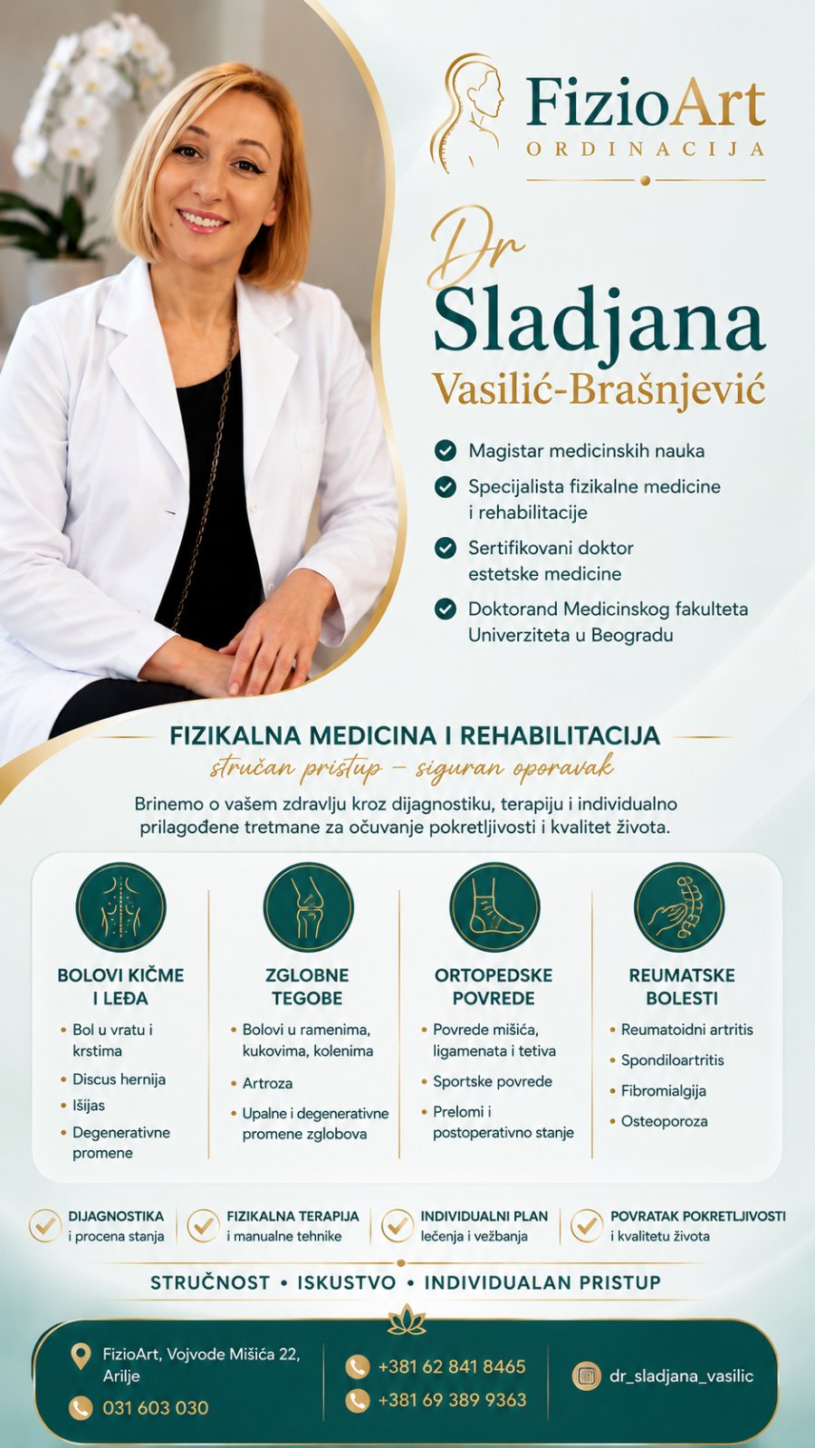 Dr Slađana Vasilić-Brašnjević, specijalista fizikalne medicine i rehabilitacije